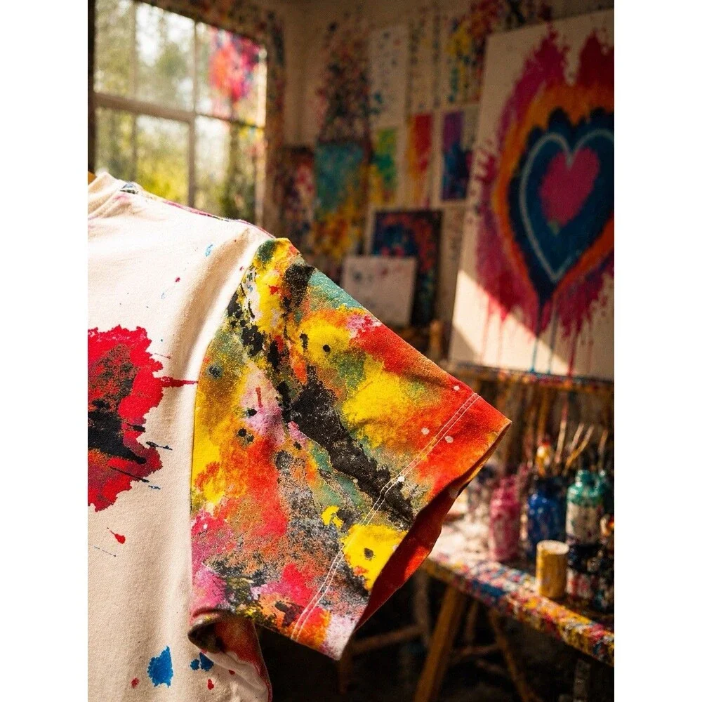 True Religion Paint Splatter Graphic T-Shirt XL Streetwear Abstract Art Tee